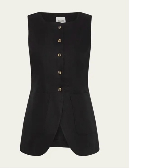 Posse Black Button-Up Vest - Picture 1 of 5